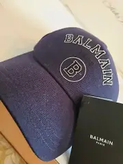 $499 Balmain Paris Men Baseball Cap Hat Blue Adjustable
