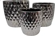 Diamond Egg Indoor Decorative Ceramic Pots, Home Decoration, Home Styling Pots, Interior Design Improvement, Planters with Drainage Hole (Black)