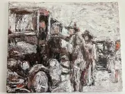 DUSTBOWL MIGRATION, 16x20 ORIGINAL acrylic painting on canvas by James Murphy