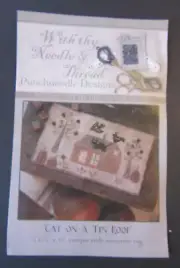 With Thy Needle Thread PN253 CAT ON TIN ROOF mini rug Punchneedle Pattern Fabric