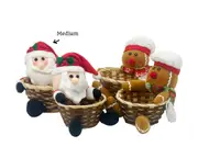 bulk 12 Xmas Gift Baskets Santa & Ginger Bread Med 2 Assorted 20x18cm