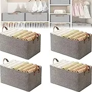 Cation Multi-Functional Folding Wardrobe, Decorative Storage Bins, Stackable Storage Box for Clothes (4, Gray)