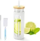 20 OZ Glass Cups with Bamboo Lids and Straws - Beer Can Shaped Drinking Glasses