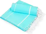 NY Threads 2 Pack Turkish Beach Towels - 100% Cotton Peshtemal Towel, Sand Free & Lightweight Quick Dry & Soft Feel Beach Blankets (Aqua)