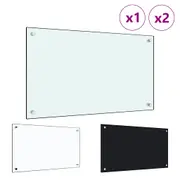 Kitchen Backsplash Wall Panel Transparent Tempered Glass 70x60/90x50cm vidaXL
