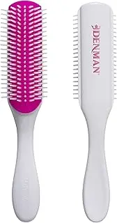 Denman Curly Hair Brush D3 (Cherry Blossom) 7 Rows Styling Brush for Detangling, Separating, Shaping and Defining Curls - For Him and Her