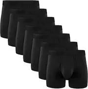 [Counting Stars] Mens Cotton Spandex Breathable Boxer Shorts with Fly Sizes S M L XL XXL, A2: 7 Pack Black-2, Small
