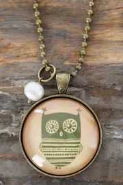 Owl Pendant W Cultured Pearl--NES-POWLGR