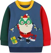 [MUJOQE] Boys Christmas Jumper Kids Warm Christmas Sweatshirts Reindeer Pullover Cotton Long Sleeve Shirt 1-7 Years