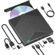 CD DVD Drive External For PC Laptop Windows 11 10 USB 3.0 Burner Reader Writer