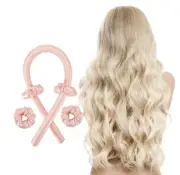 Reusable Curling Heatless Rod Curls Silk Ribbon Curlers Sleeping Headband Pink