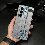 Phone Case Compatible with Itel Power70, Geometry Soft case Fashion Design Wrist Strap Protective Phone Holder Dirt-Resistant Plain Color