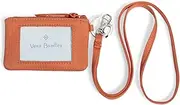 [Vera Bradley] Women's Cotton Zip ID Case and Lanyard Combo, Orange Bell Pepper - Recycled Cotton, One Size