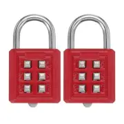 2Pcs Push Button Combination Padlock 6-Digit 3-Position Lock Red