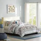 NEW ~ COZY CHIC BLUE TEAL AQUA RED ORANGE GREEN LEAF BOHEMIAN TROPICAL QUILT SET