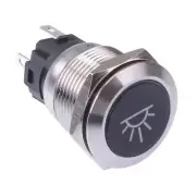 Cockpit / Cabin Light White LED Latching 19mm Vandal Push Button Switch 12V