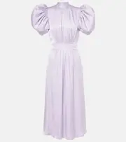 [Rotate] Rotate Puff-sleeve satin midi dress AU 14 purple