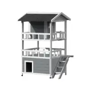 i.Pet Cat House Outdoor Shelter 72cm x 72cm x 127cm Rabbit Hutch Wooden Condo Small Dog Pet Houses Enclosure