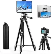 Tripod for Phone & Camera,160cm Extendable Cell Phone Tripod with Phone Clip, Portable Camera Tripod Stand with Phone Tripod Mount for Camera/Projector/DSLR/SLR