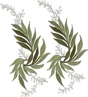 MUELODSIC 2Pcs Leaf Embroidery Patches DIY Appliques for Clothing Durable Sew Decorative Patches for Jackets Coats and Jeans for Crafting and Repairing