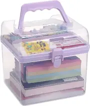 Multipurpose Plastic Craft Storage Containers with Removable Tray, Clear Plastic