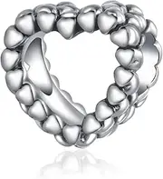 [MiniJewelry] Love Heart Shape Charm Bead Compatible with Pandora Charms Bracelets, One Size, Copper, No Gemstone