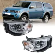 Pair LED Headlight Head Lamp For Mitsubishi Triton ML MN Ute 2005-14 with Bulbs (for: Mitsubishi)