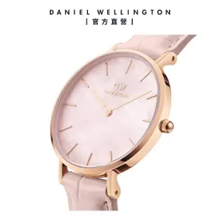 【Daniel Wellington】DW 手錶 Petite Rouge 28mm珍珠貝真皮皮革腕錶-玫瑰金(DW00100511)