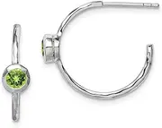 [JewelryWeb] 925 Sterling Silver Polished Rhodium Plated With Peridot Post Hoop Earrings 19x21mm Wide-Hoop Earring for Women