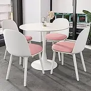 YUGXTH Office Reception Room Club Table and Chair Set, Kitchen Breakfast Bar Table and Chair Set, Table and Chair Combination, 1 Table 4 Chairs, Contemporary Dining Room Set(Pink)
