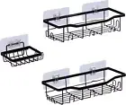 3 Packs Shower Caddy Bathroom Shower Caddies Shampoo Bottle Rack Adhesive Hooks