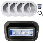 Dual Marine Radio, Spa Bezel,Adapter, Antenna,Wire, 4x 6.5" 120W White Speakers