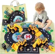 Excavator Toy from 3 Years for Boys, 4-in-1 Construction Construction Vehicles Children with Play Mat Set, Disassemble Toy, DIY Construction Vehicles, Learning Toy for Gift Boys 3 4 5 6