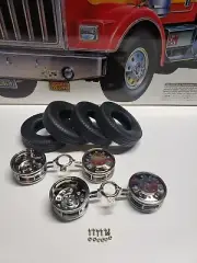 Tamiya King Grand Knight Hauler Globe Liner Rear Wheels Tires V Parts 1/14 Semi