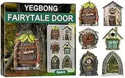6PCS Fairy Garden Door, Miniature Gnome Fairy House Window and Door for Trees Outdoor and Kids Room Wall,Fairy Garden Accessories
