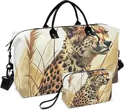 [YXYZRMY] Travel Duffel Bag Cheetah Red Eyes Grass Gym Bag Sports Tote Bag with Multiple Interior Pockets Shoulder Weekender Bag for Women Men with Toiletry Bag 20.5”x 7.9”x 13.8, Multi-Colored, one