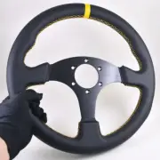 330mm 13" Flat Leather Track Drift Racing Car Steering Wheel, Yellow Stitching (for: Toyota)