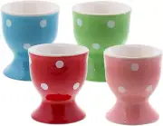 Servette Home Egg Cup Cute Ceramic Soft-Boiled Egg Holder Polka Dot - Set of 4