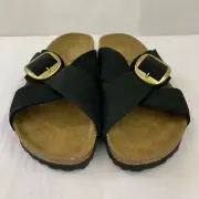 Birkenstock New w/ Box Siena Big Buckle Black Nubuck Leather Narrow Select Size