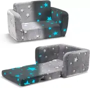 Kids Sofa Couch 2-In-1 Kids Flip Out Sofa, Convertible Sofa Bed to Lounger with