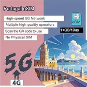 Prepared eSIM Card for Portugal Travel No Physical Card Change Use Immediately High-Speed 4G/5G Share Data Quality Local Operators Scan and Play Unlimited Data No Roaming Charges (1GB/Day)
