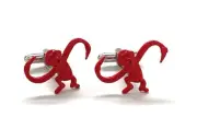 Red Barrel of Monkeys Cufflinks 3D Design Cut Out Design Cuff Links Monkey