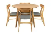 VI Malone Timber Framed Round Dining Table with 4 Chairs Set