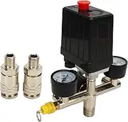 3 in 1 Air Pressure Control Valve with Indicator, 0 to 12BAR Adjustable Pneumatic Switch, Heavy Duty Zinc Alloy Quick Connector for Industrial Tools System