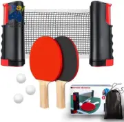 Pong Paddle Set, Portable Table Tennis Set with Retractable Net,Rackets,Balls an