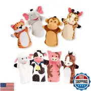 Melissa and Doug Animal Hand Puppets (Set of 2, 4 animals in each) - Zoo Frie