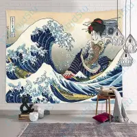 在飛比找蝦皮購物優惠-♥促銷熱賣♥日式浮世繪神奈川沖浪掛布掛毯海浪壁毯客廳臥室裝飾