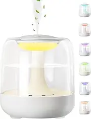 Portable Mini Humidifier for Bedroom, 650ml Small USB Humidifier with Colorful LED Night Light, Personal Desktop Humidifier for Office, Travel, Plants, Super Quiet， White