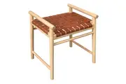 CT Elliot Oak Timber Bench with Genuine Leather Seat