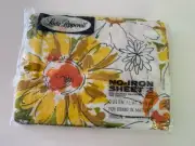 VINTAGE LADY PEPPERELL “GREAT DAISY” ORANGE YELLOW FLORAL QUEEN FLAT SHEET